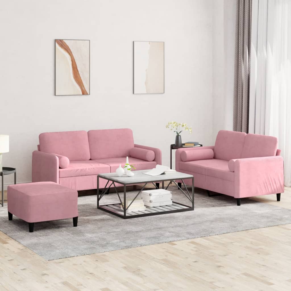 3-Delige Loungeset Met Kussens Fluweel