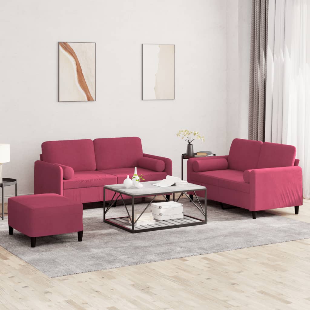 3-Delige Loungeset Met Kussens Fluweel