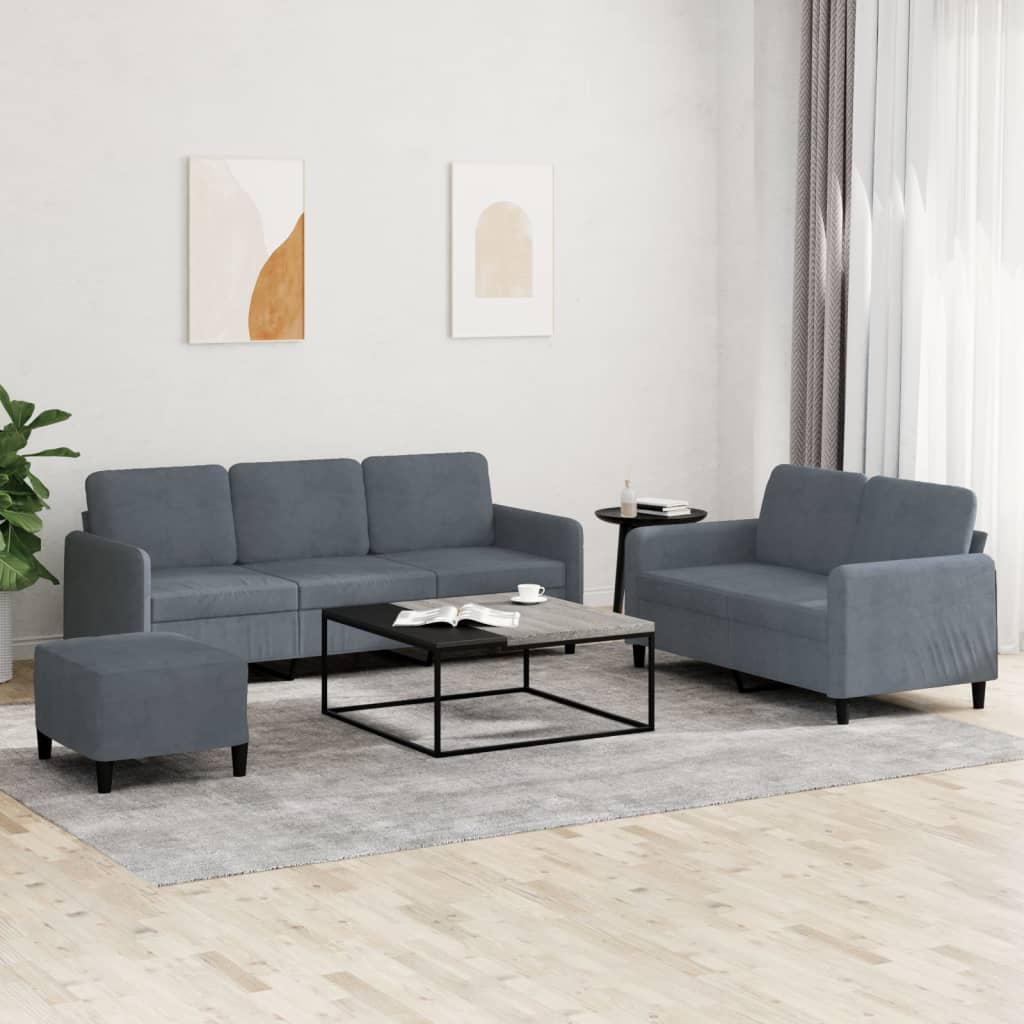 3-Delige Loungeset Met Kussens Fluweel