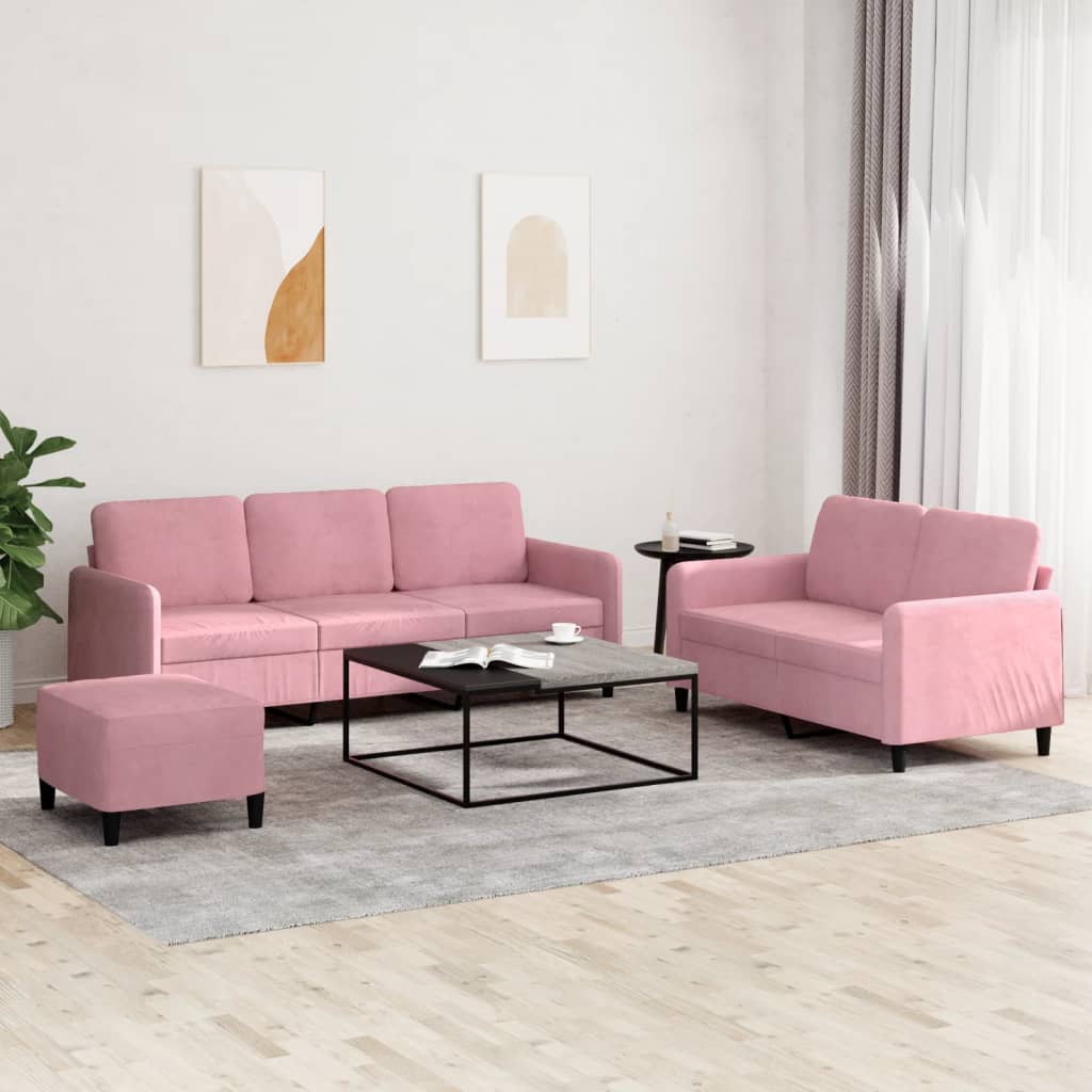 3-Delige Loungeset Met Kussens Fluweel