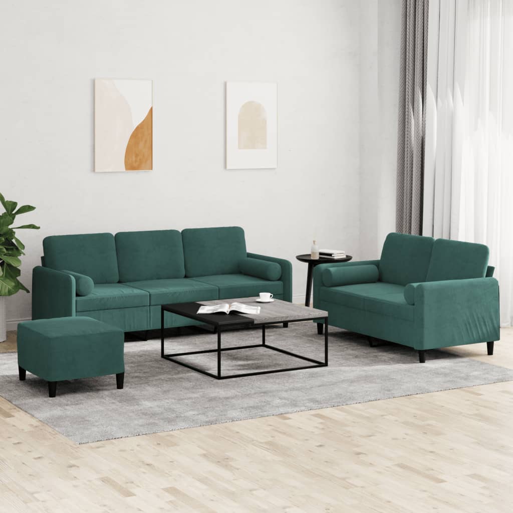 3-Delige Loungeset Met Kussens Fluweel