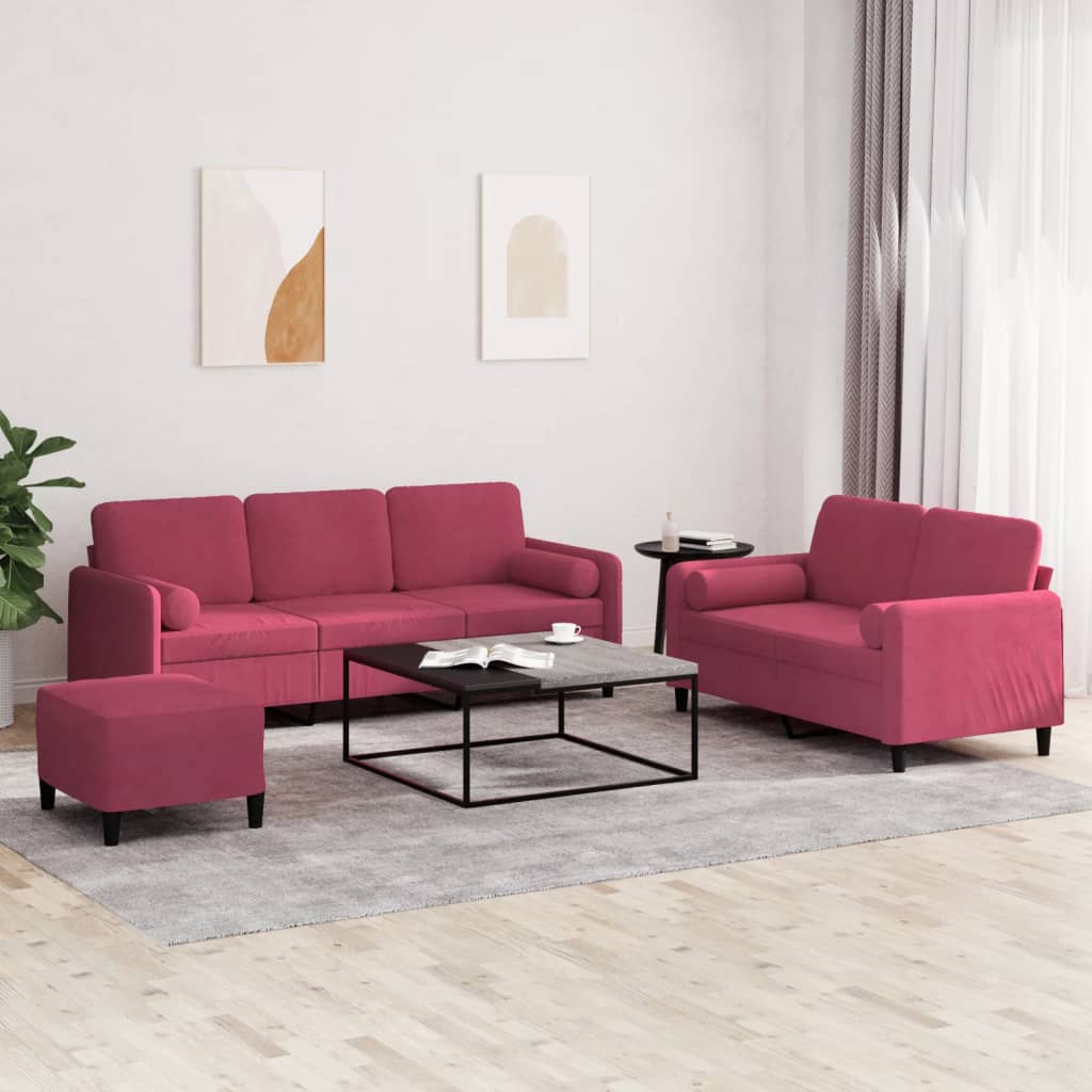 3-Delige Loungeset Met Kussens Fluweel