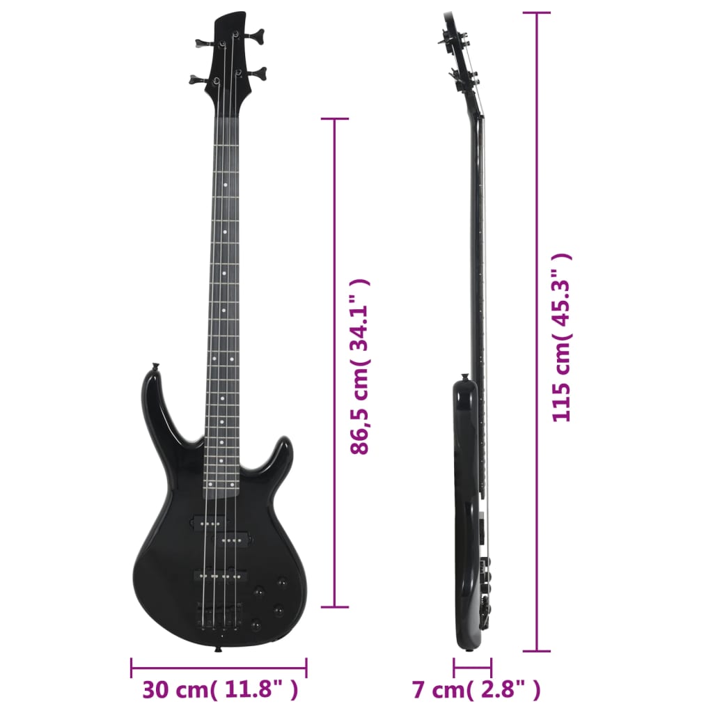 Basgitaar Voor Beginners Elektrisch Met Tas 4/4 46"