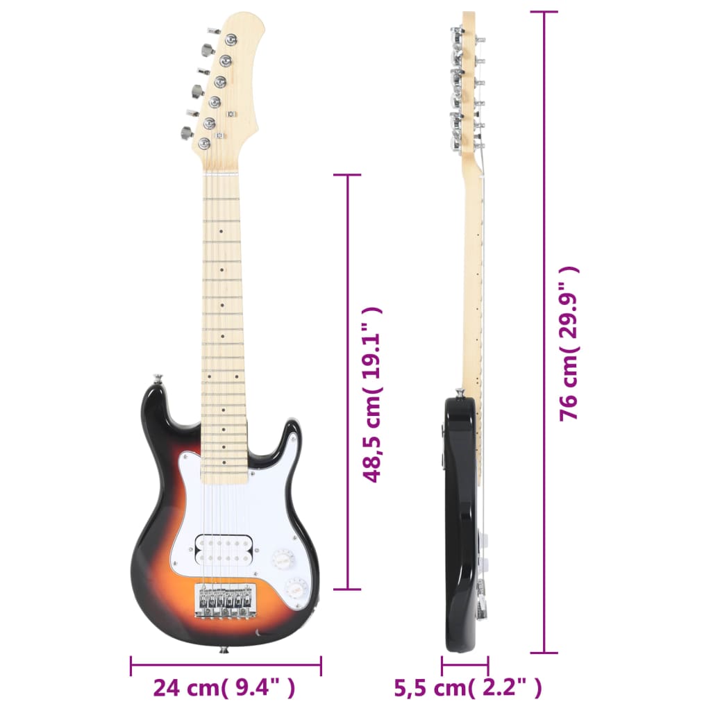Gitaar Voor Kinderen Elektrisch Met Tas 3/4 30" Bruin En Wit