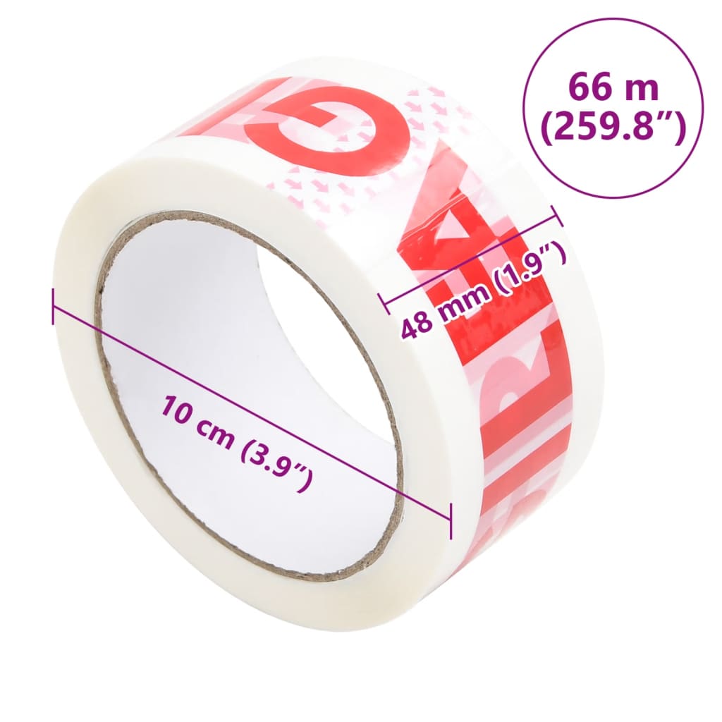 Verpakkingstapes Met Fragile-Print 48 Mmx66 M Wit