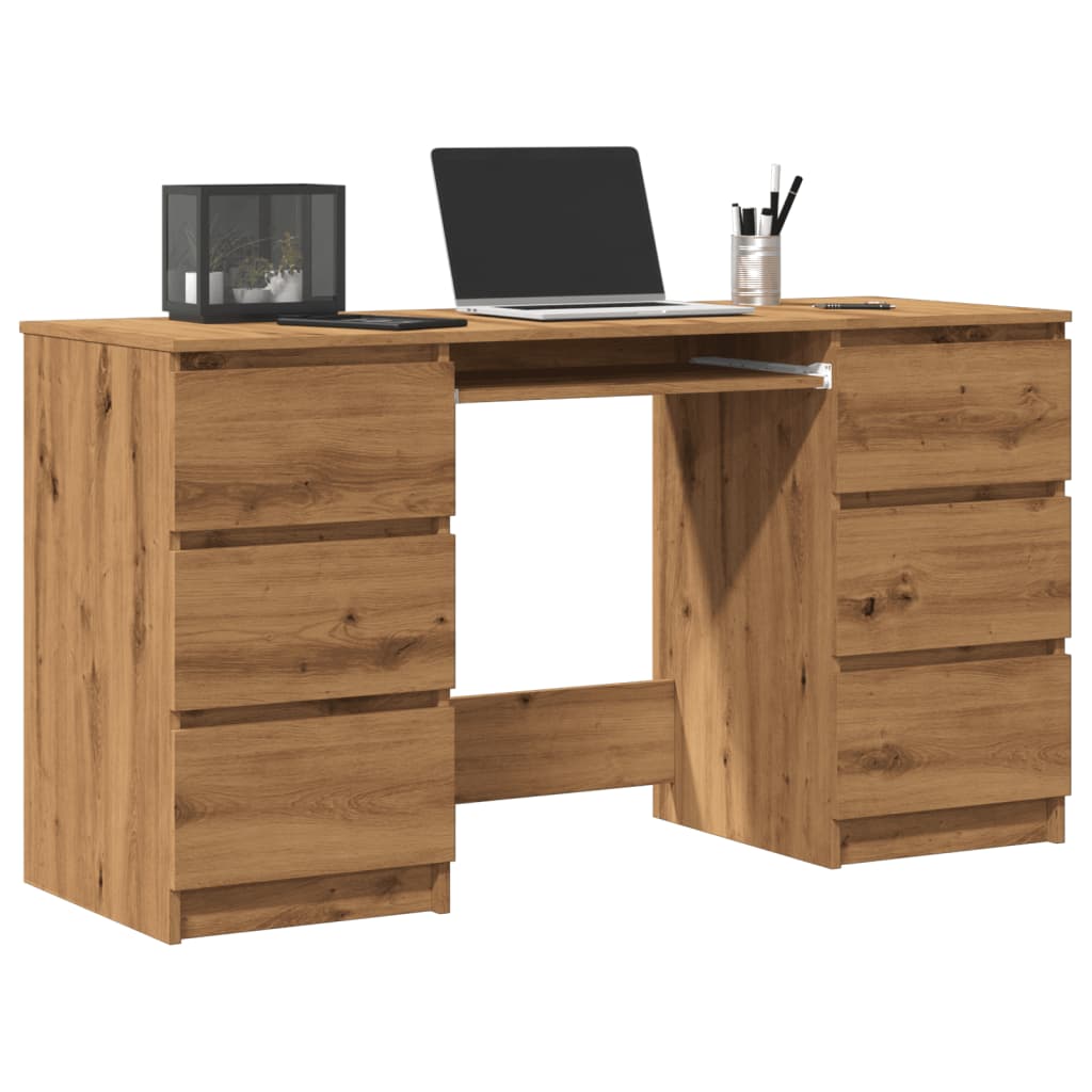 Bureau 140X50X77 Cm Bewerkt Hout Eikenkleurig