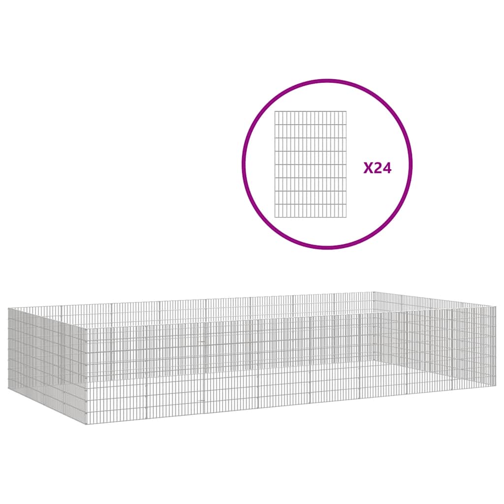 Dierenverblijf 24 Panelen Gegalvaniseerd Ijzer