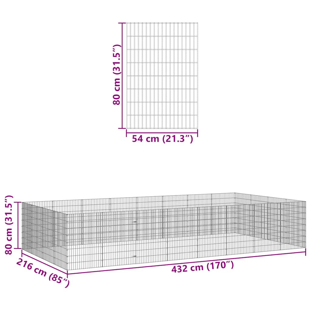 Dierenverblijf 24 Panelen Gegalvaniseerd Ijzer