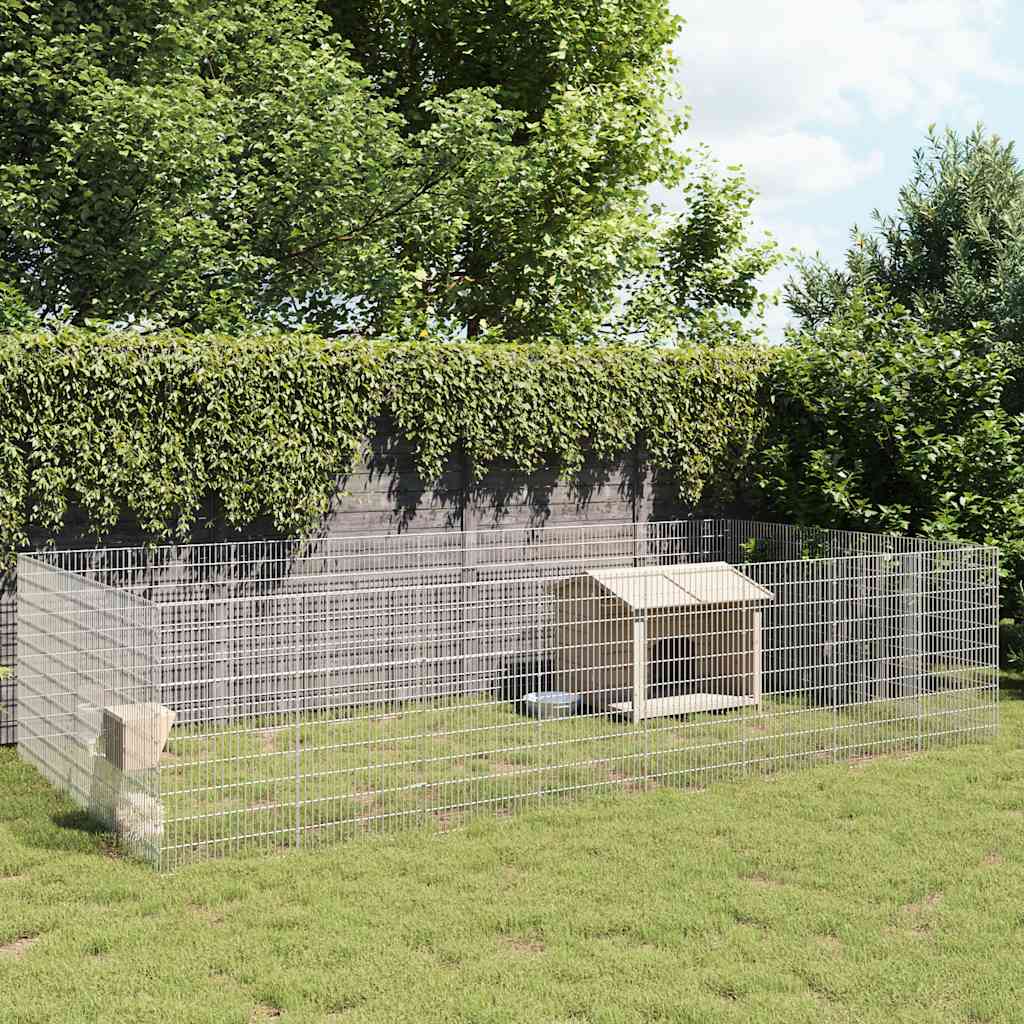 Dierenverblijf 24 Panelen Gegalvaniseerd Ijzer