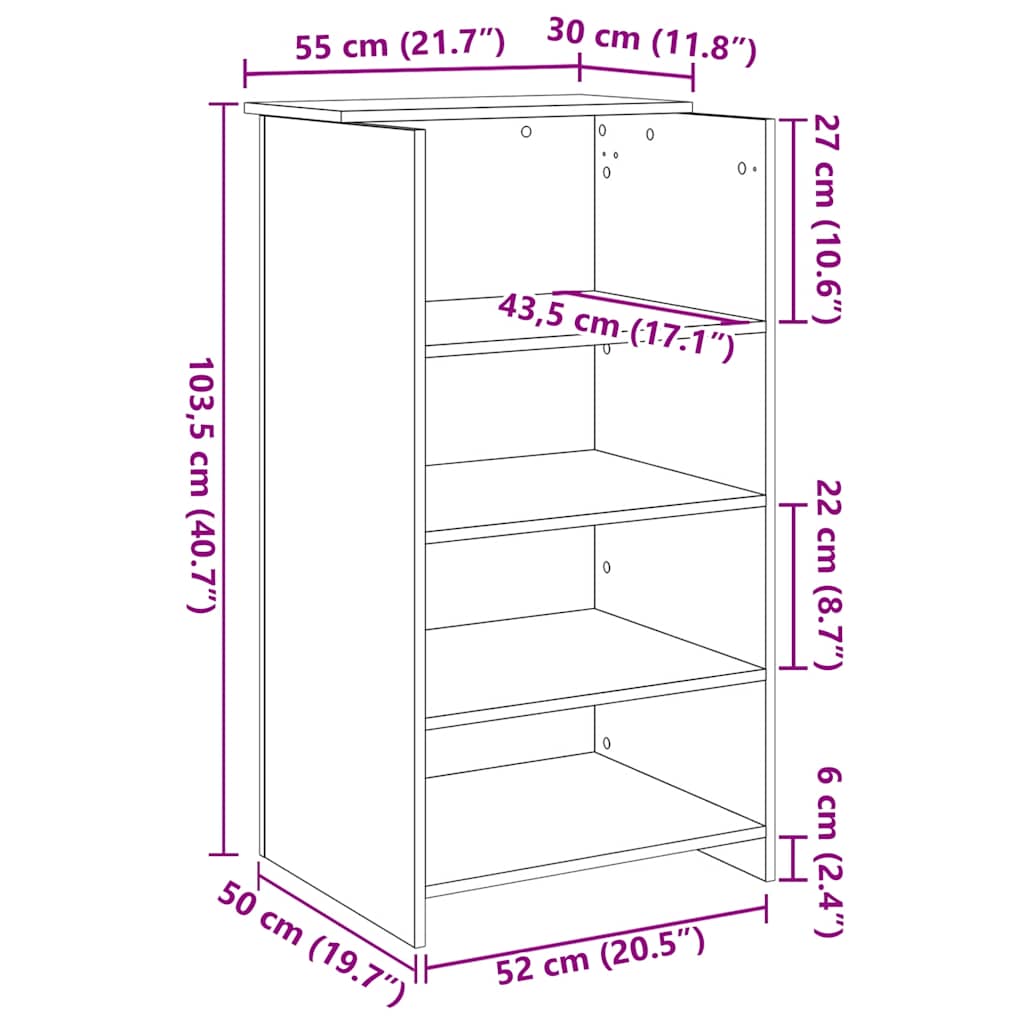 Receptiebalie 55X50X103,5 Cm Bewerkt Hout Betongrijs Wit