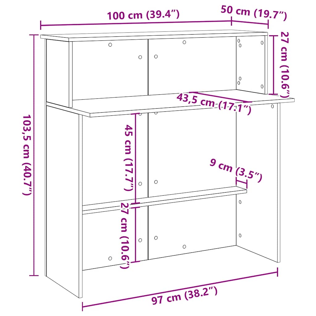 Receptiebalie 100X50X103,5 Cm Bewerkt Hout Eiken