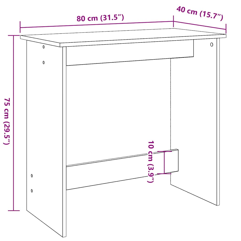 Bureau 80X40X75 Cm Bewerkt Hout Kleurig