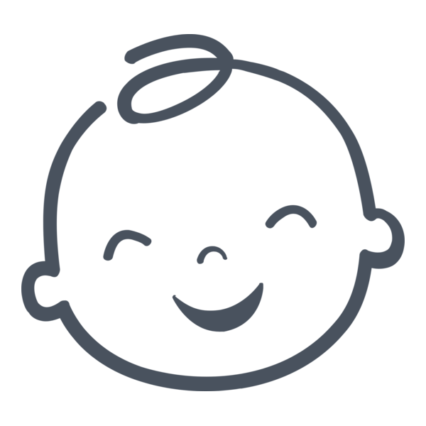 Illustratie van een lachend babyhoofdje voor babykleding online kopen collectie