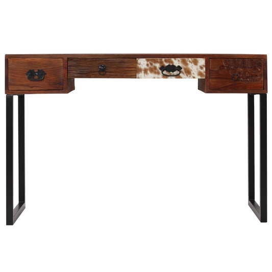 Bureau 117X50X76 Cm Massief Sheeshamhout En Echt Leer