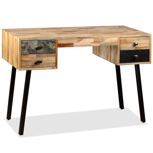 Schrijftafel 110X50X76 Cm Massief Gerecycled Teakhout Zwart