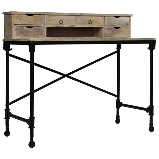 Schrijftafel 110X50X96 Cm Massief Mangohout En Staal