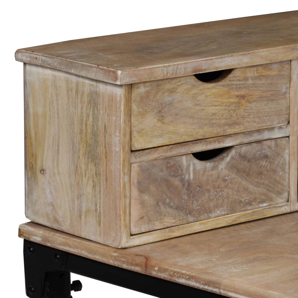 Schrijftafel 110X50X96 Cm Massief Mangohout En Staal