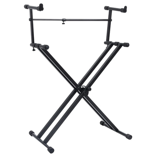 Keyboardstandaard X-Frame Dubbel Versterkt Zwart
