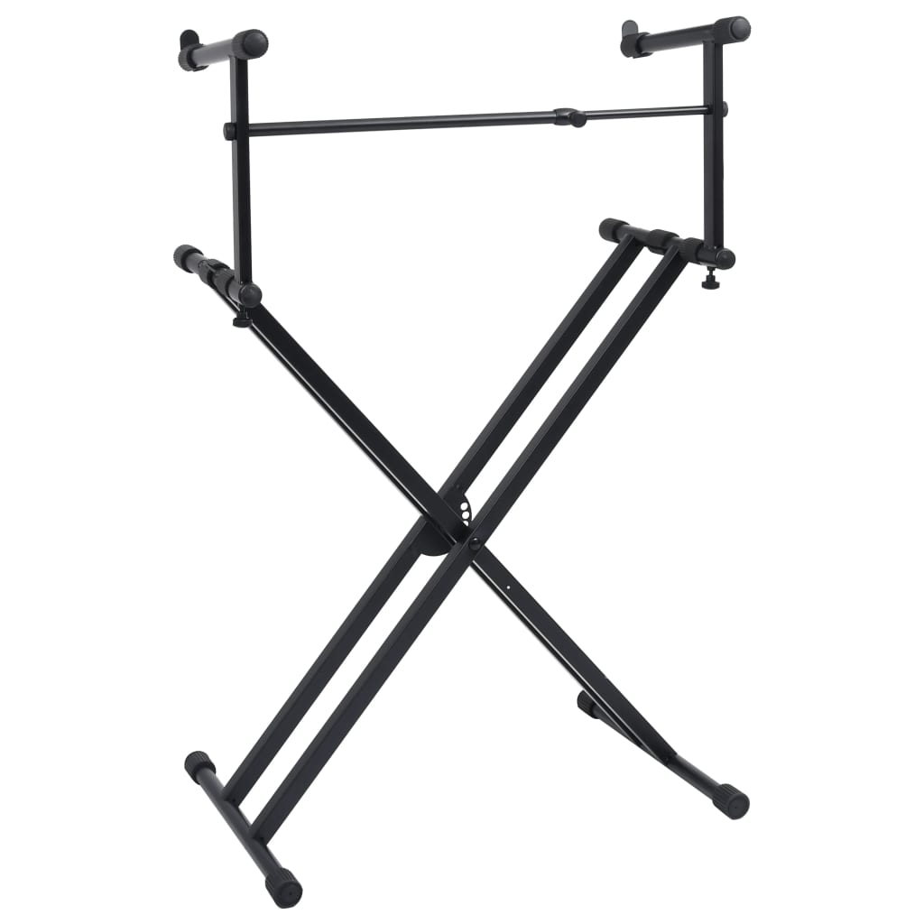 Keyboardstandaard X-Frame Dubbel Versterkt Zwart