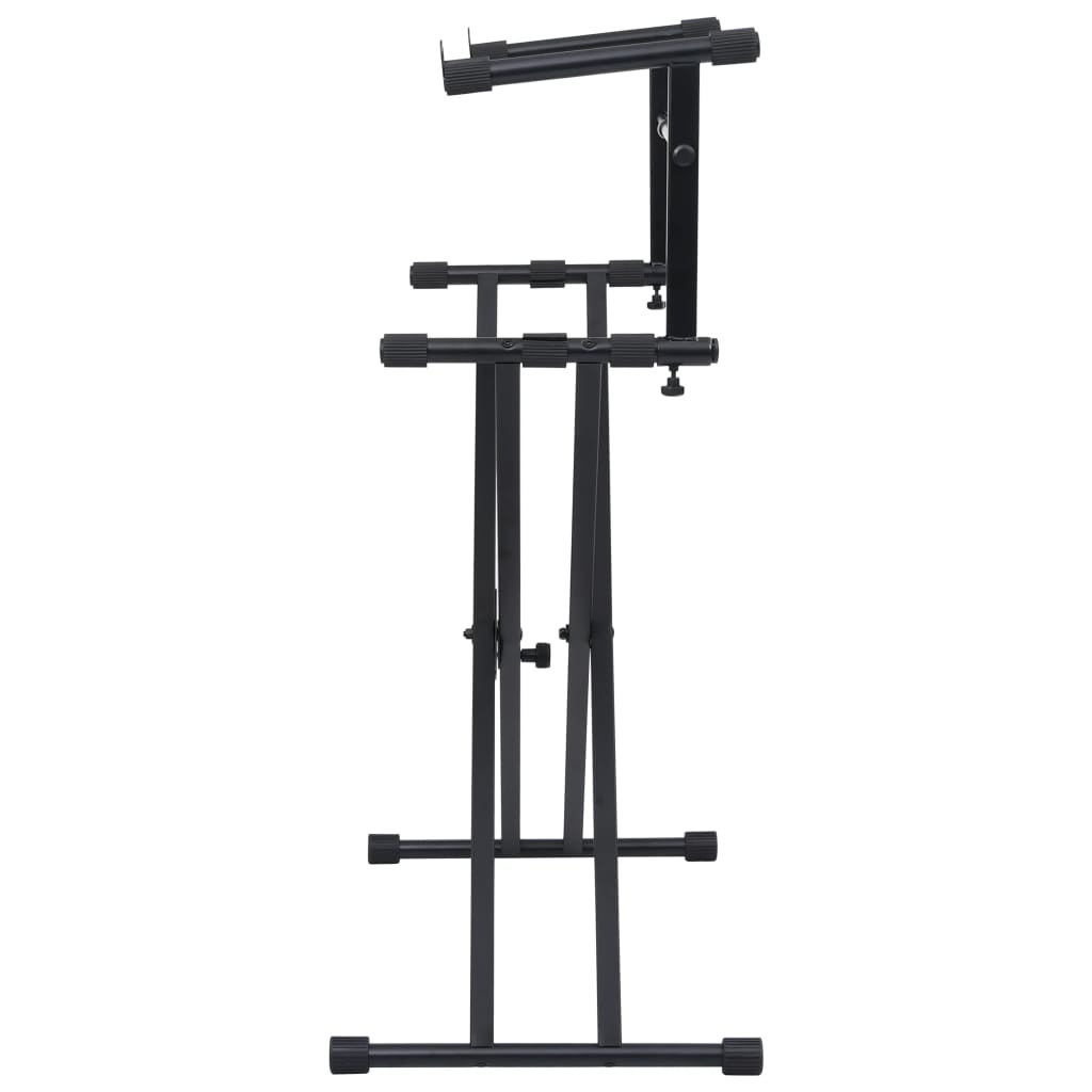 Keyboardstandaard X-Frame Dubbel Versterkt Zwart