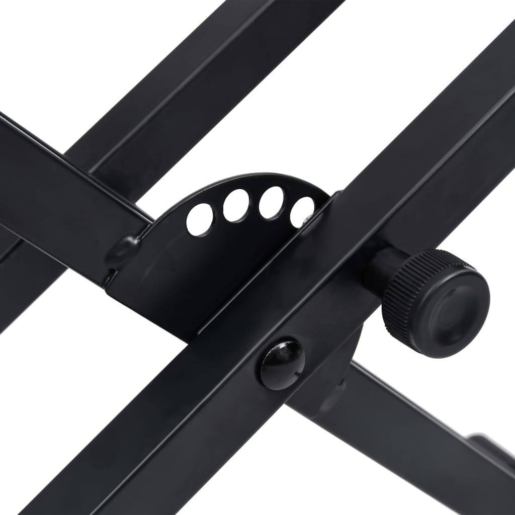 Keyboardstandaard X-Frame Dubbel Versterkt Zwart
