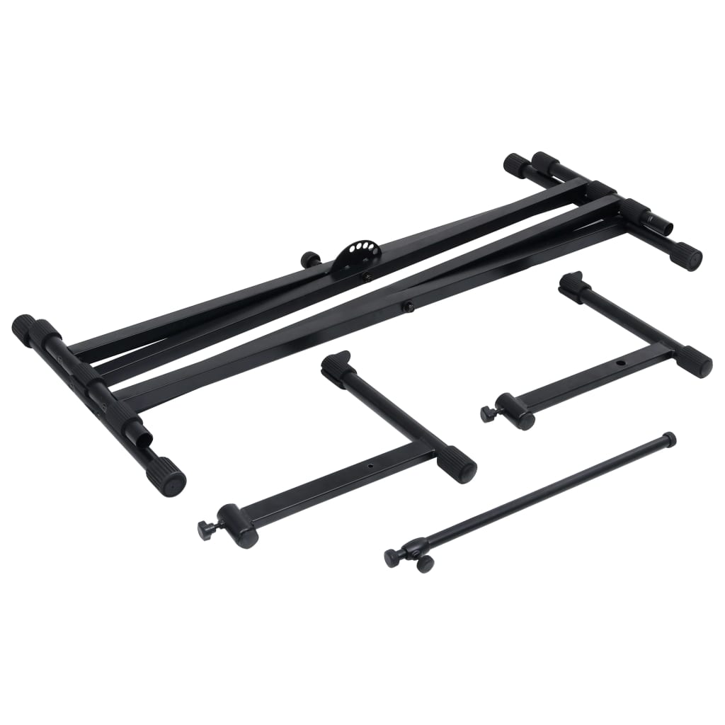Keyboardstandaard X-Frame Dubbel Versterkt Zwart