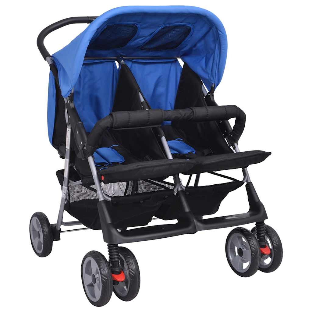 Tweelingwagen Staal Rood En Zwart
