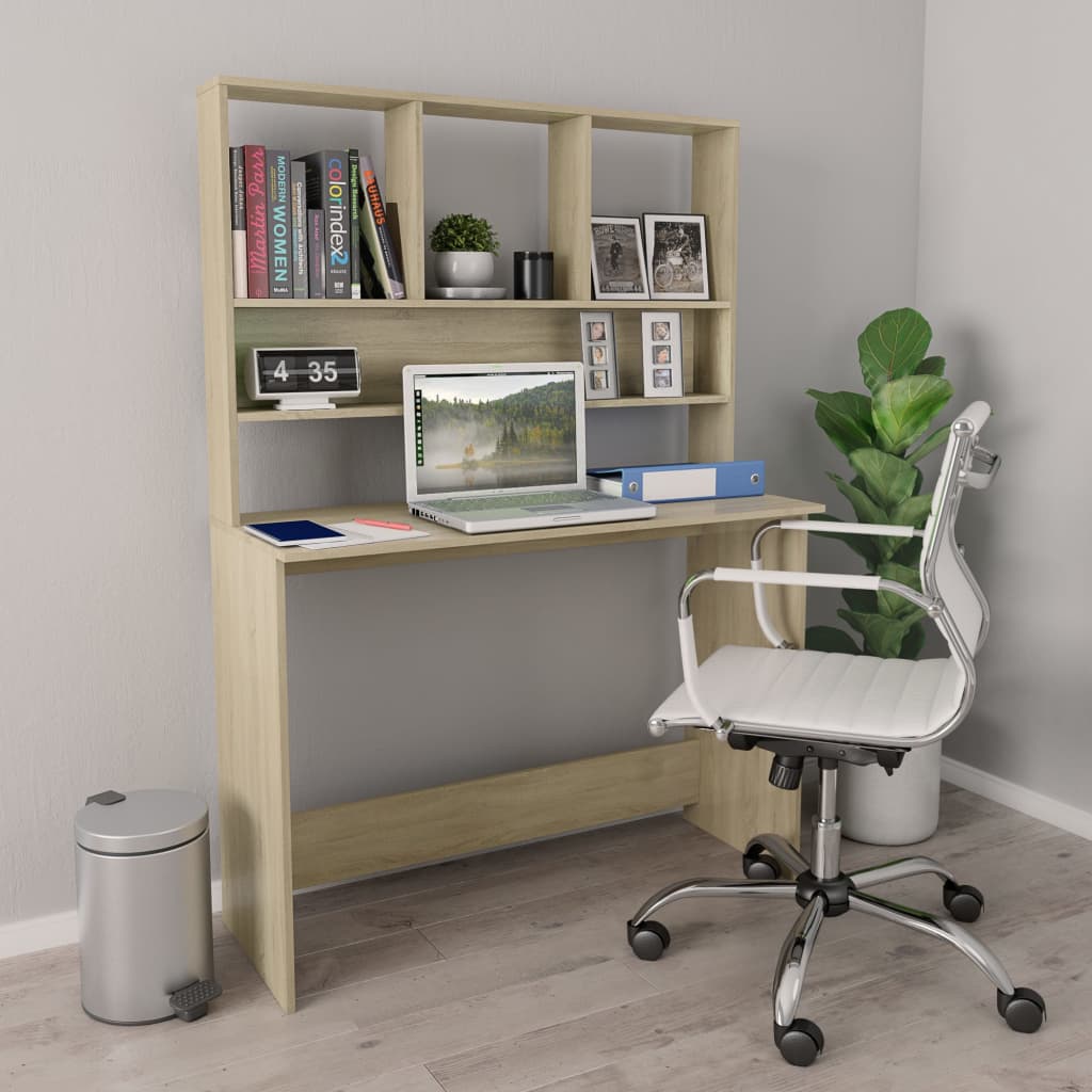 Bureau Met Schappen 110X45X157 Cm Bewerkt Hout