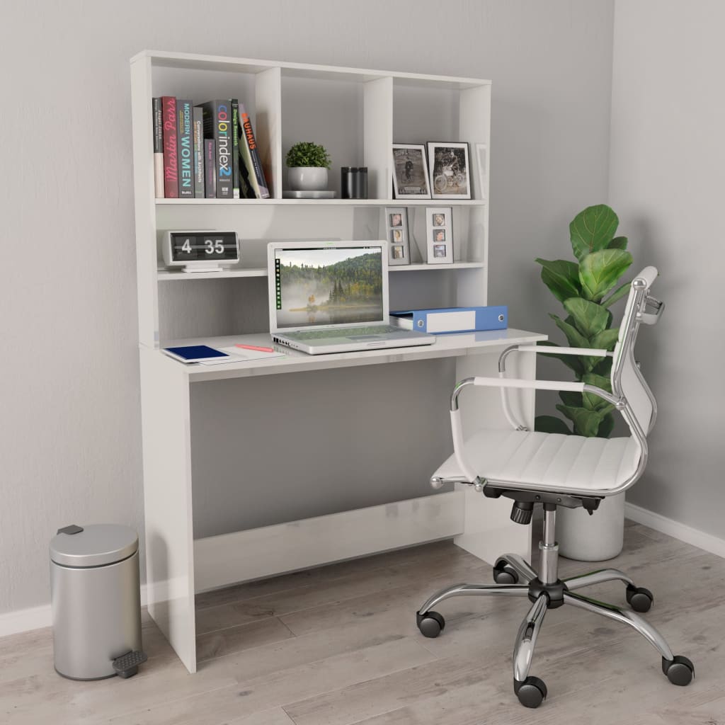 Bureau Met Schappen 110X45X157 Cm Bewerkt Hout