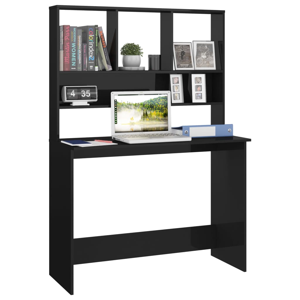 Bureau Met Schappen 110X45X157 Cm Bewerkt Hout