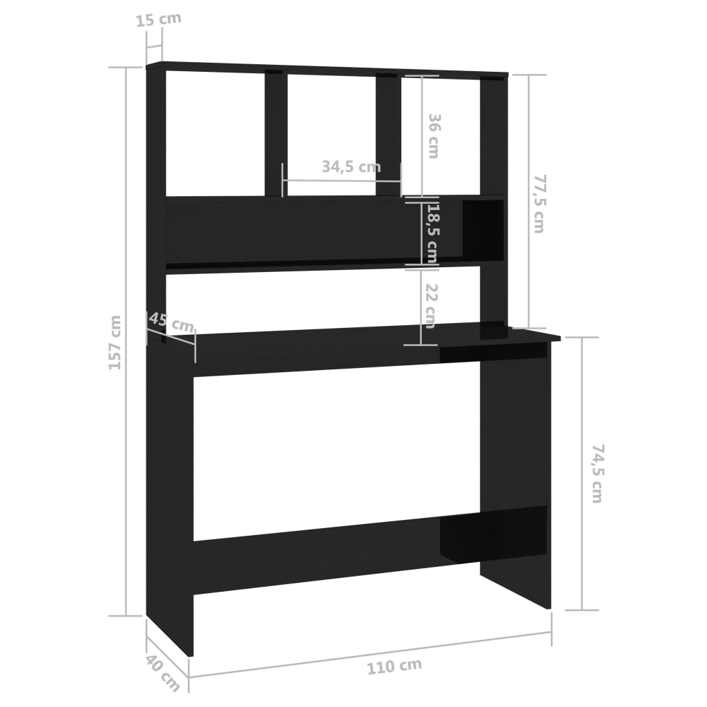 Bureau Met Schappen 110X45X157 Cm Bewerkt Hout
