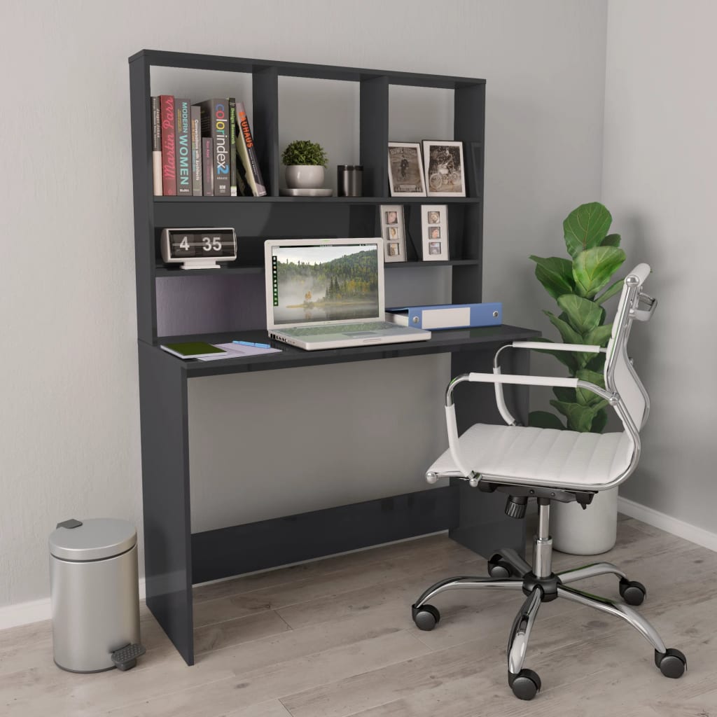 Bureau Met Schappen 110X45X157 Cm Bewerkt Hout