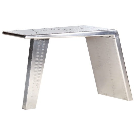 Bureau Luchtvaartstijl 112X50X76 Cm Metaal Zilverkleurig Antraciet