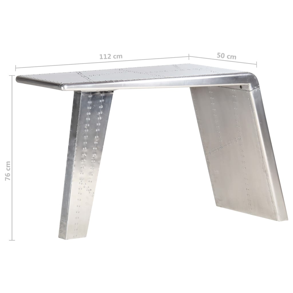 Bureau Luchtvaartstijl 112X50X76 Cm Metaal Zilverkleurig Antraciet