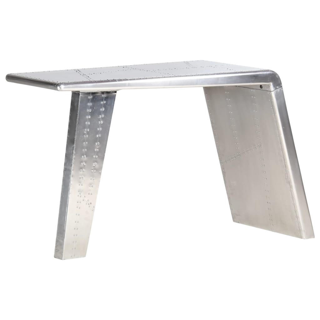 Bureau Luchtvaartstijl 112X50X76 Cm Metaal Zilverkleurig Antraciet