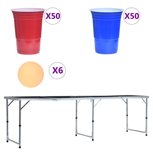 Bierpongtafel Met Bekers En Ballen Inklapbaar 240 Cm Doorzichtig