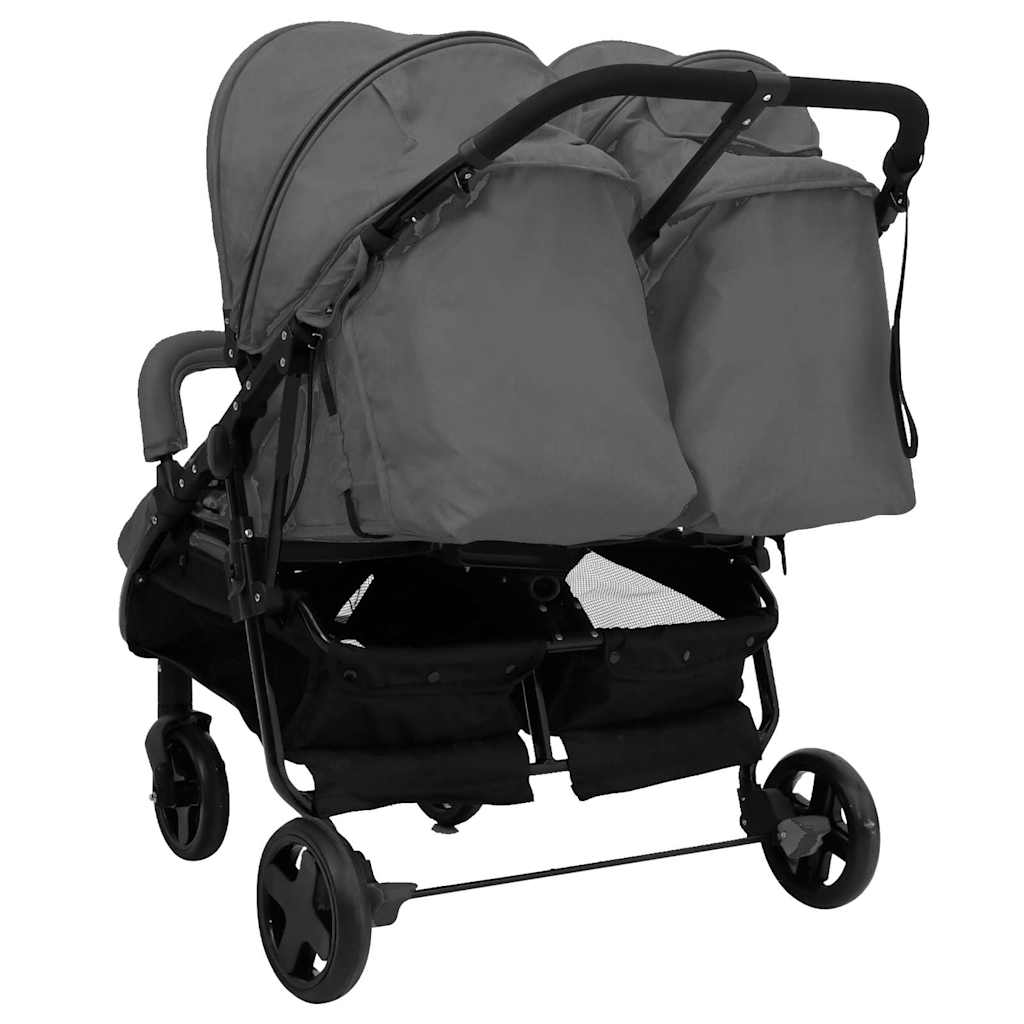 Tweelingbuggy Staal En Zwart