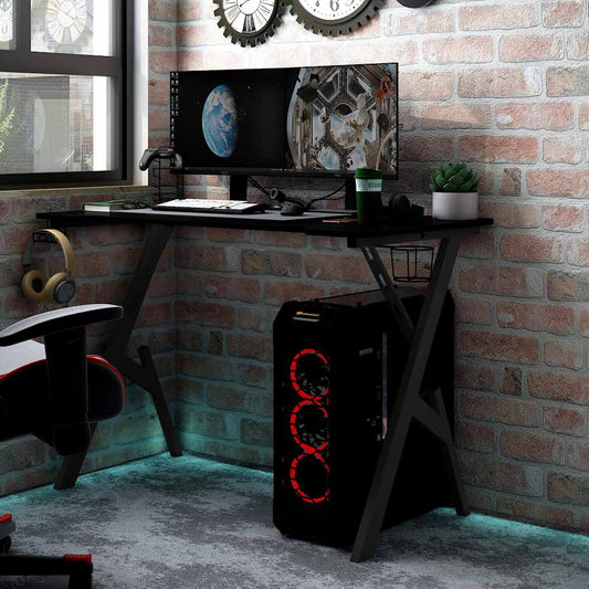 Gamingbureau Met Y-Vormige Poten 90X60X75 Cm Zwart