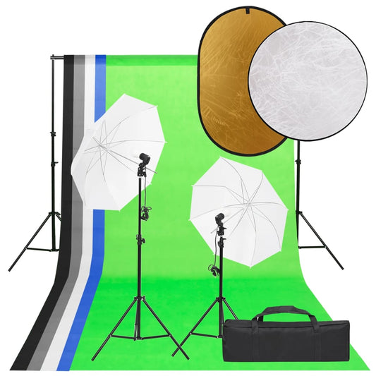 Fotostudioset Met Verlichtingsset, Achtergrond En Reflector
