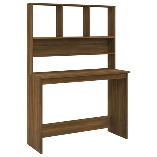 Bureau Met Schappen 110X45X157 Cm Bewerkt Hout Bruineikenkleur