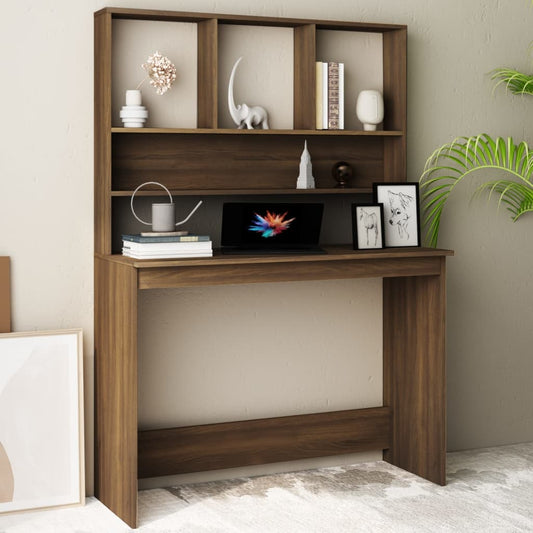 Bureau Met Schappen 110X45X157 Cm Bewerkt Hout Bruineikenkleur