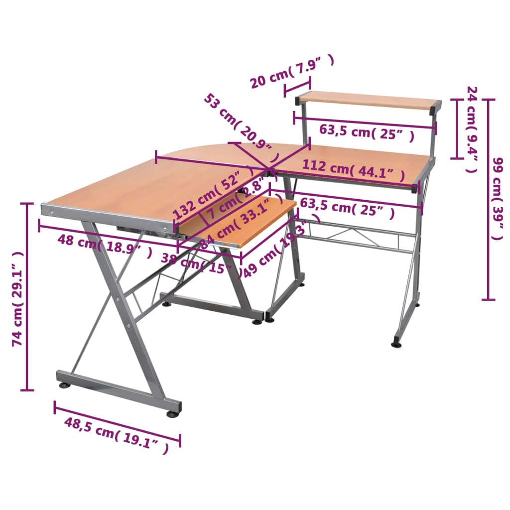 Hoekbureau Bewerkt Hout