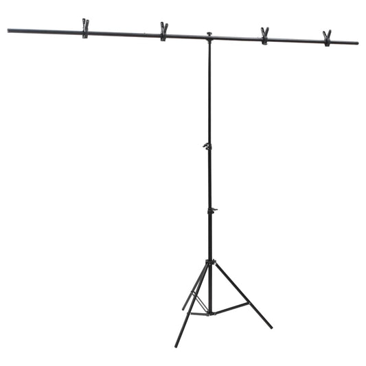 Achtergrondstandaard T-Vormig 201X60X(70-200) Cm Zwart