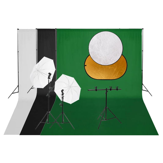 Fotostudioset Met Verlichtingsset Achtergrond En Reflector