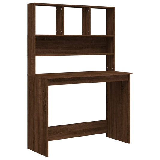 Bureau Met Schappen 102X45X148 Cm Bewerkt Hout Bruineikenkleur