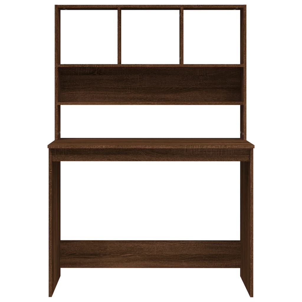 Bureau Met Schappen 102X45X148 Cm Bewerkt Hout Bruineikenkleur
