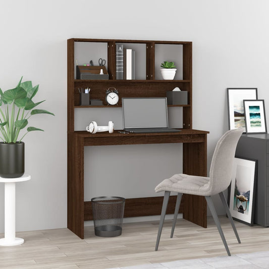 Bureau Met Schappen 102X45X148 Cm Bewerkt Hout Bruineikenkleur