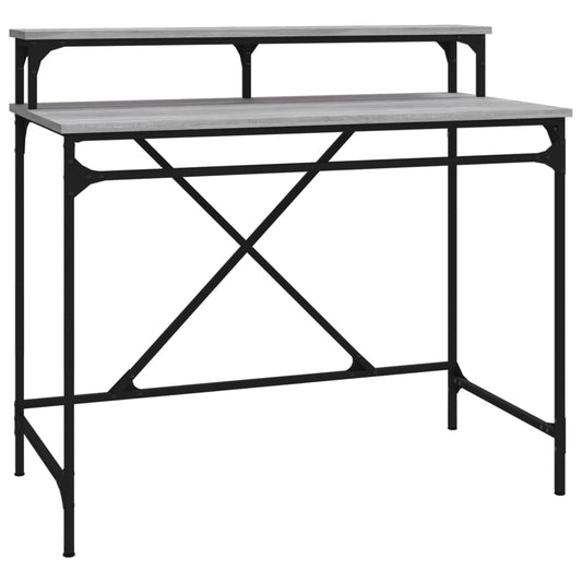 Bureau Bewerkt Hout En Ijzer Eiken