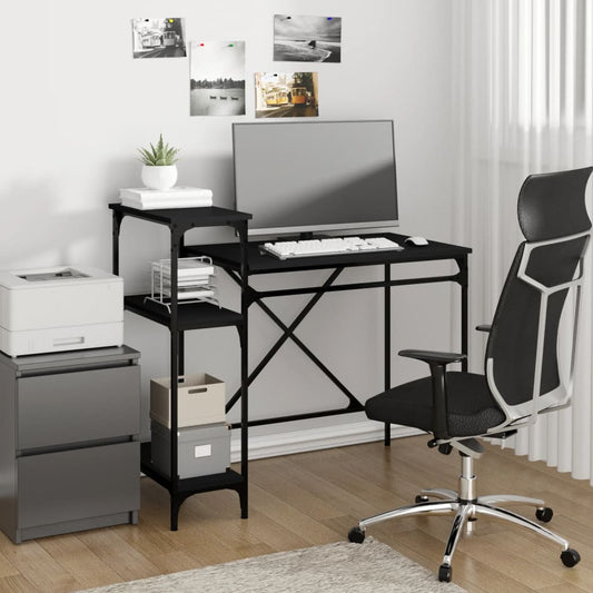 Bureau Met Schappen Bewerkt Hout En Ijzer