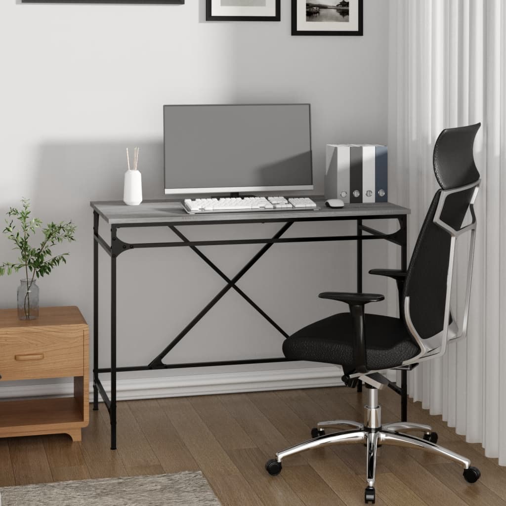 Bureau 100X50X75 Cm Bewerkt Hout En Ijzer Kleurig